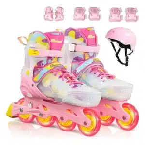 Kit de Patines en Línea ERNAR Rainbow con Luces LED y Protecciones